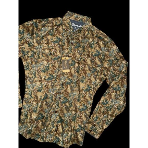 Wrangler Retro Mens Sz XL Shirt Paisley Print Long Sleeve‎ Button Western  NWT - Picture 1 of 7